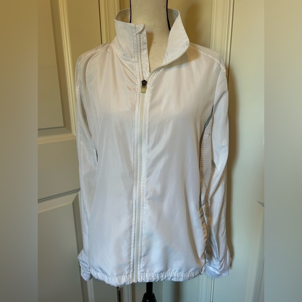 Kiwi Kate white athletic windbreaker jacket